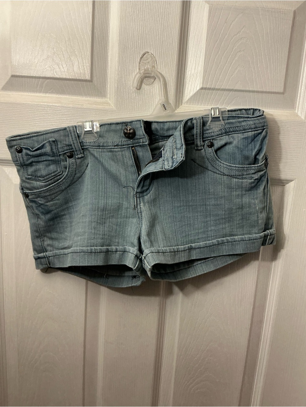 Thrill Light Blue Women's Denim Roll-Cuff Shorts